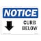 Signmission OSHA Notice, 5" Height, Curb Below Down Arrow Sign With Symbol, 7" X 5", Landscape OS-NS-D-57-L-10859 - alternate 1